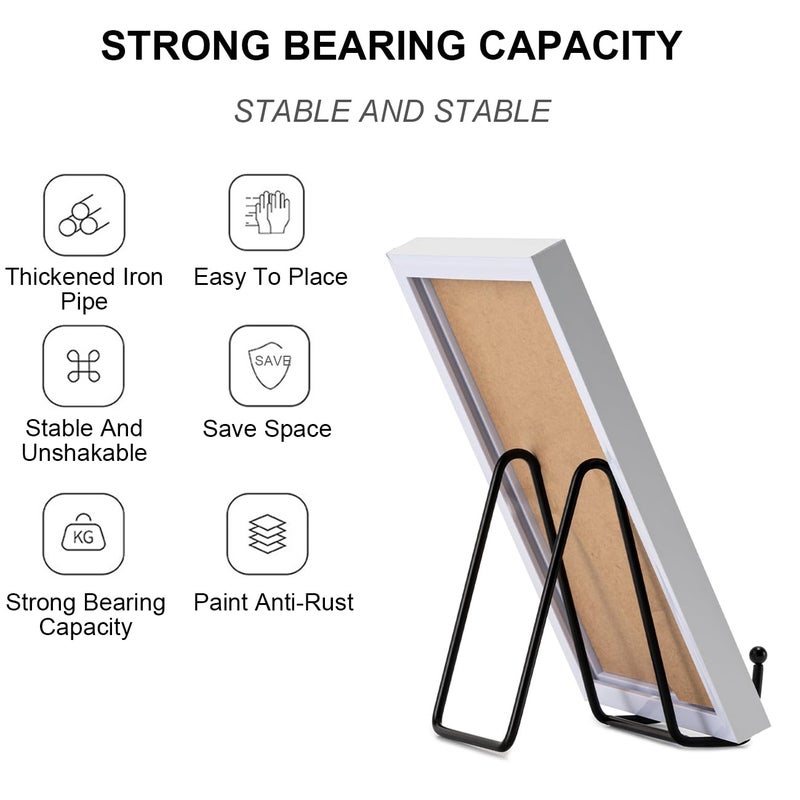 Hoewina 3-Pack 4-Inch Plate Stands for Display - Metal Frame Holder for Books, Pictures, Decorative Plates, Photos, and Platters - Tabletop Art Display - Image 4