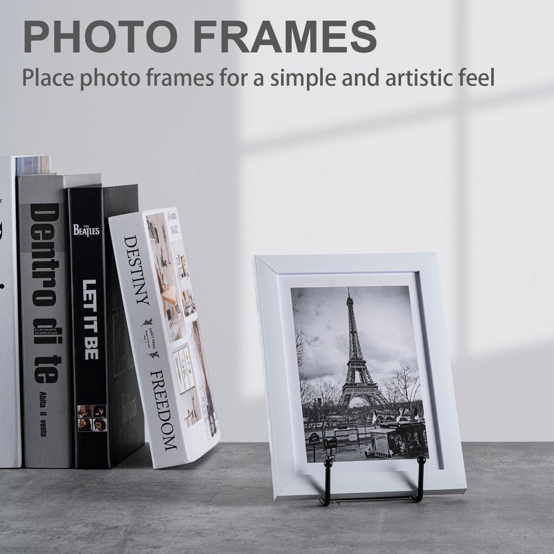 Hoewina 3-Pack 4-Inch Plate Stands for Display - Metal Frame Holder for Books, Pictures, Decorative Plates, Photos, and Platters - Tabletop Art Display - Image 3