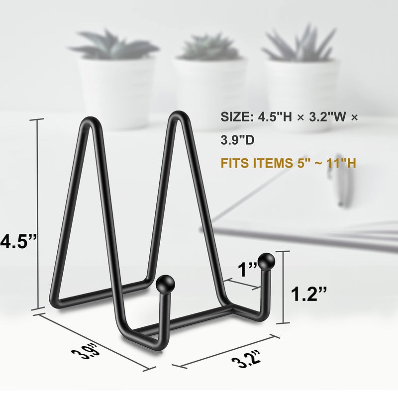 Hoewina 3-Pack 4-Inch Plate Stands for Display - Metal Frame Holder for Books, Pictures, Decorative Plates, Photos, and Platters - Tabletop Art Display - Image 2
