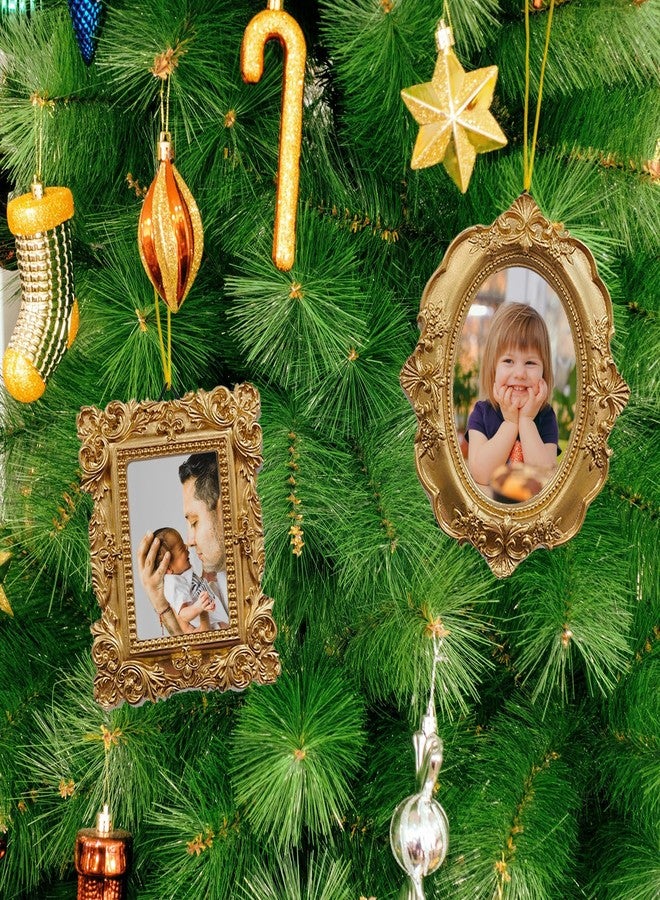 NSdawali 4 Pcs Mini Vintage Picture Frames Wall Hanging Gold Tiny Picture Frames Antique Small Oval Rectangle Photo Frame Ornaments for Display Picture Home Wedding Gallery Art Christmas Tree Decor - Image 5