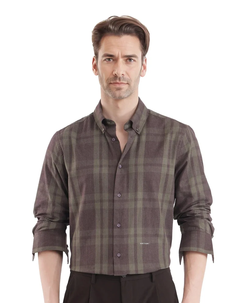 Rare Rabbit Men's Regular Fit Checkered Shirt