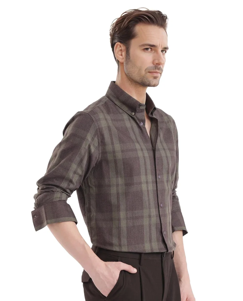 Rare Rabbit Men's Regular Fit Checkered Shirt
