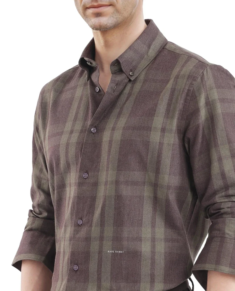 Rare Rabbit Men's Regular Fit Checkered Shirt