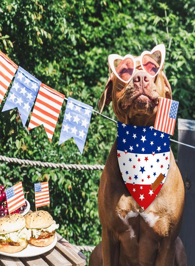 Kreyfer 2 Pieces Patriotic Dog Bandanas, Double-Sided Reversible Triangle Scarf, American Flag Stars and Stripes Design, 5th of July and Memorial Day Pet Costume Accessories for Dogs and Cats - Image 5