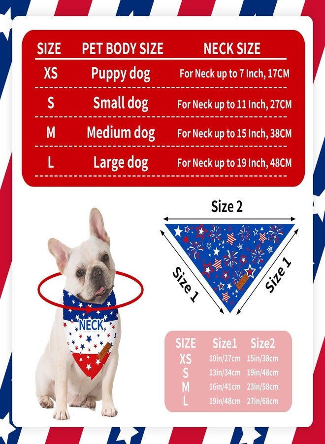 Kreyfer 2 Pieces Patriotic Dog Bandanas, Double-Sided Reversible Triangle Scarf, American Flag Stars and Stripes Design, 5th of July and Memorial Day Pet Costume Accessories for Dogs and Cats - Image 2