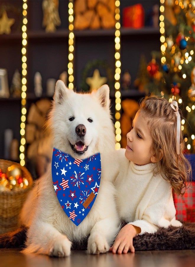 Kreyfer 2 Pieces Patriotic Dog Bandanas, Double-Sided Reversible Triangle Scarf, American Flag Stars and Stripes Design, 5th of July and Memorial Day Pet Costume Accessories for Dogs and Cats - Image 4