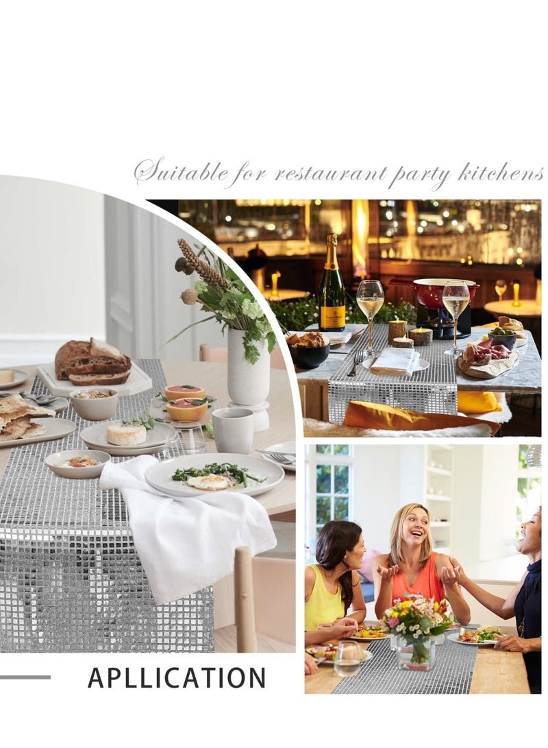 SOLARAE Sequin Table Runners Glitter Silver 13 x 72 inch Table Runner- Shimmering Runner for  Table Event Party Supplies Fabric Decorations for Holiday Wedding Birthday Back School - Image 5