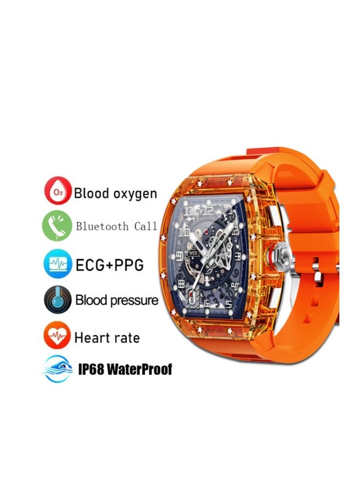 1.86-inch Full Touch Screen IP68 Waterproof and HD Calling Android Smart Watch For Men Orange - Image 3