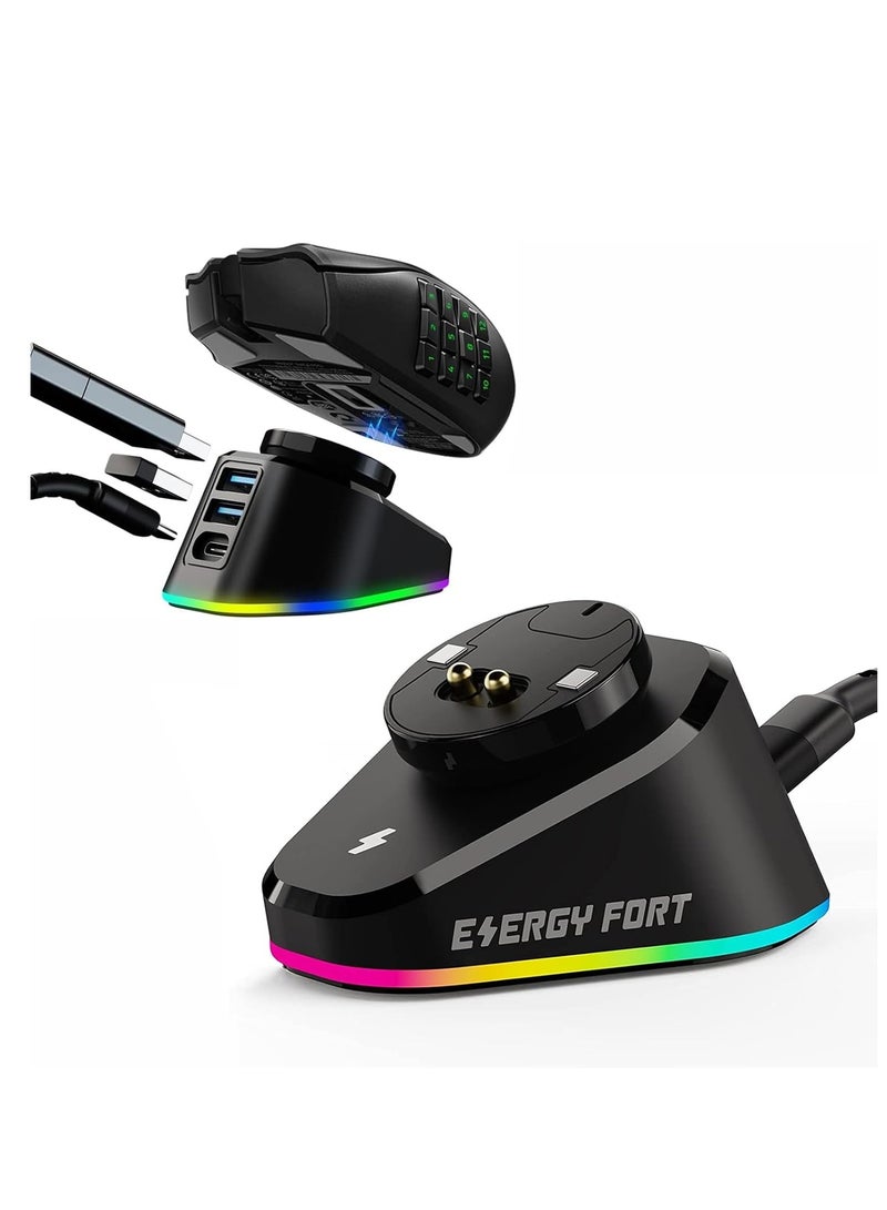 KASTWAVE Mouse Wireless Charger Station, Mouse Charging Dock for Logitech Mouse, Compatible with Logitech G Pro X Superlight G903h G703h G502 Lightspeed Razer DeathAdder V2 Naga Viper Basilisk Ultimate, Black - Image 1