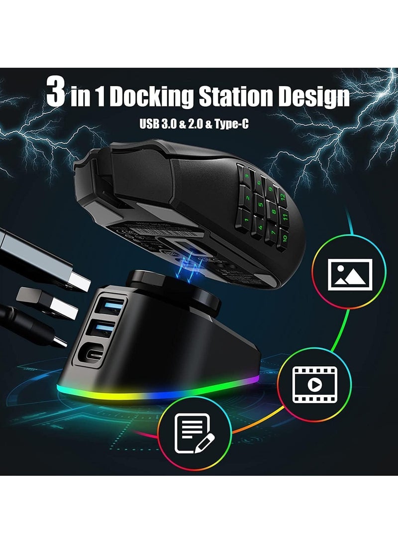 KASTWAVE Mouse Wireless Charger Station, Mouse Charging Dock for Logitech Mouse, Compatible with Logitech G Pro X Superlight G903h G703h G502 Lightspeed Razer DeathAdder V2 Naga Viper Basilisk Ultimate, Black - Image 2
