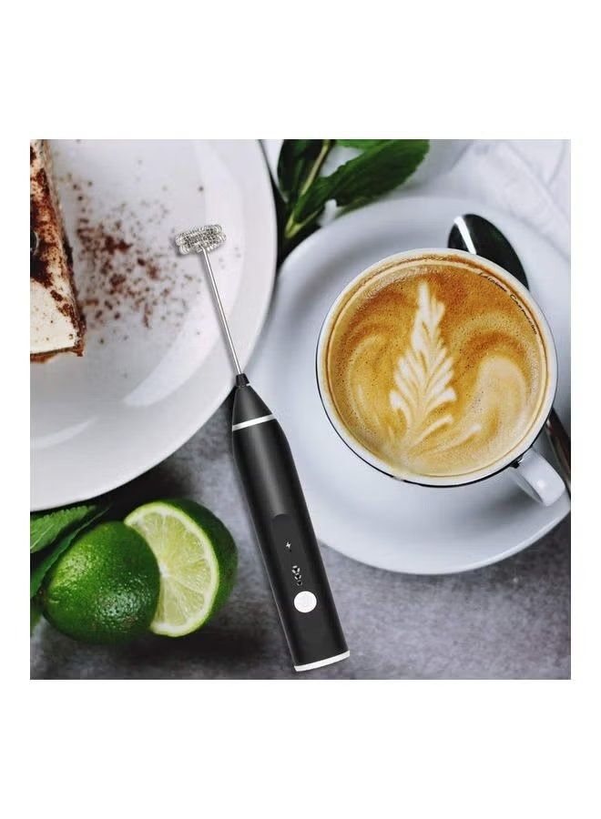 Rechargeable Milk Frother Handheld Electric Foam Maker with Stainless Whisk 3 Speed for Bulletproof Coffee Latte Cappuccino Hot Chocolate (Black)  - Image 4