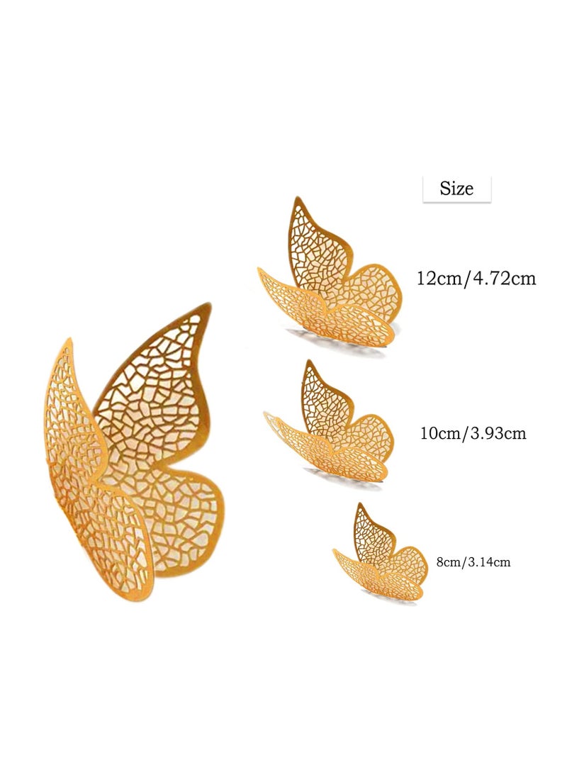 Accessorize Kingdom - 12Pcs 3D Home Decor Butterfly Wall Stickers | Beautiful Decor (Shimmer Golden, Set of 12), Kraft Paper, Reusable - Image 1
