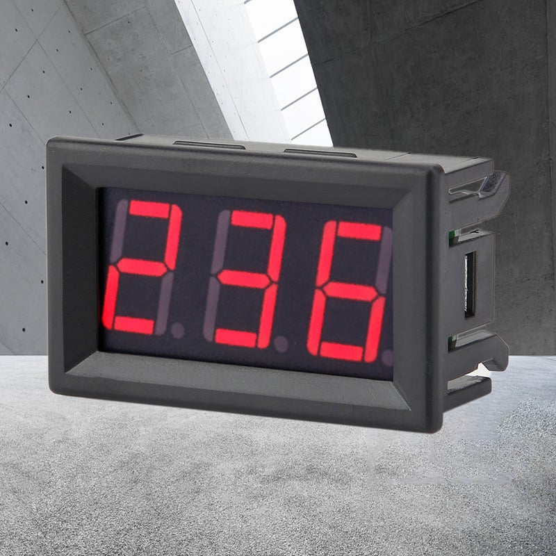 مقياس الجهد الرقمي بخطين LED عرض 0.56 بوصة متوافق مع تيار متردد 70-380 فولت (أحمر) - Image 5