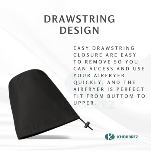 KHOOBREZ PU Coating Air Fryers Cover Dust and Waterproof Washable for Kitchen Suits for Major Brand Air Fryers, Attractive Desing (32 x 32 x 32 cm) (AR-PU) (Black) - Image 3
