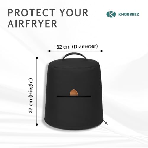 KHOOBREZ PU Coating Air Fryers Cover Dust and Waterproof Washable for Kitchen Suits for Major Brand Air Fryers, Attractive Desing (32 x 32 x 32 cm) (AR-PU) (Black) - Image 2