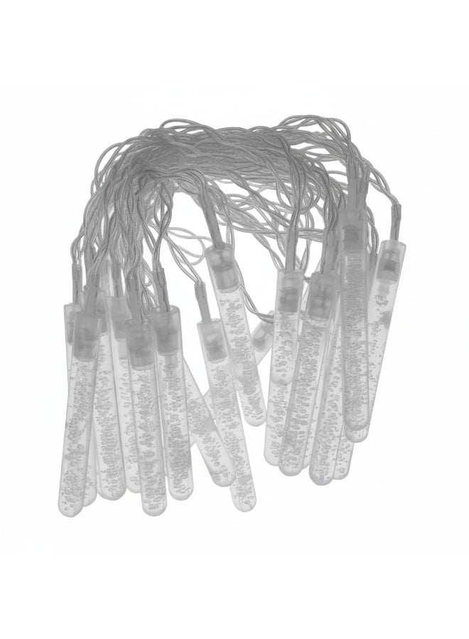 سلسلة أضواء LED على شكل أعمدة فقاعية، 20 أنبوبًا فقاعيًا بإضاءة LED صفراء دافئة، أضواء شمسية خارجية للزينة بطول 3 أمتار، مقاومة للماء بمعيار IP54، إضاءة وامضة أو ثابتة للحديقة والفناء والممر - Image 2