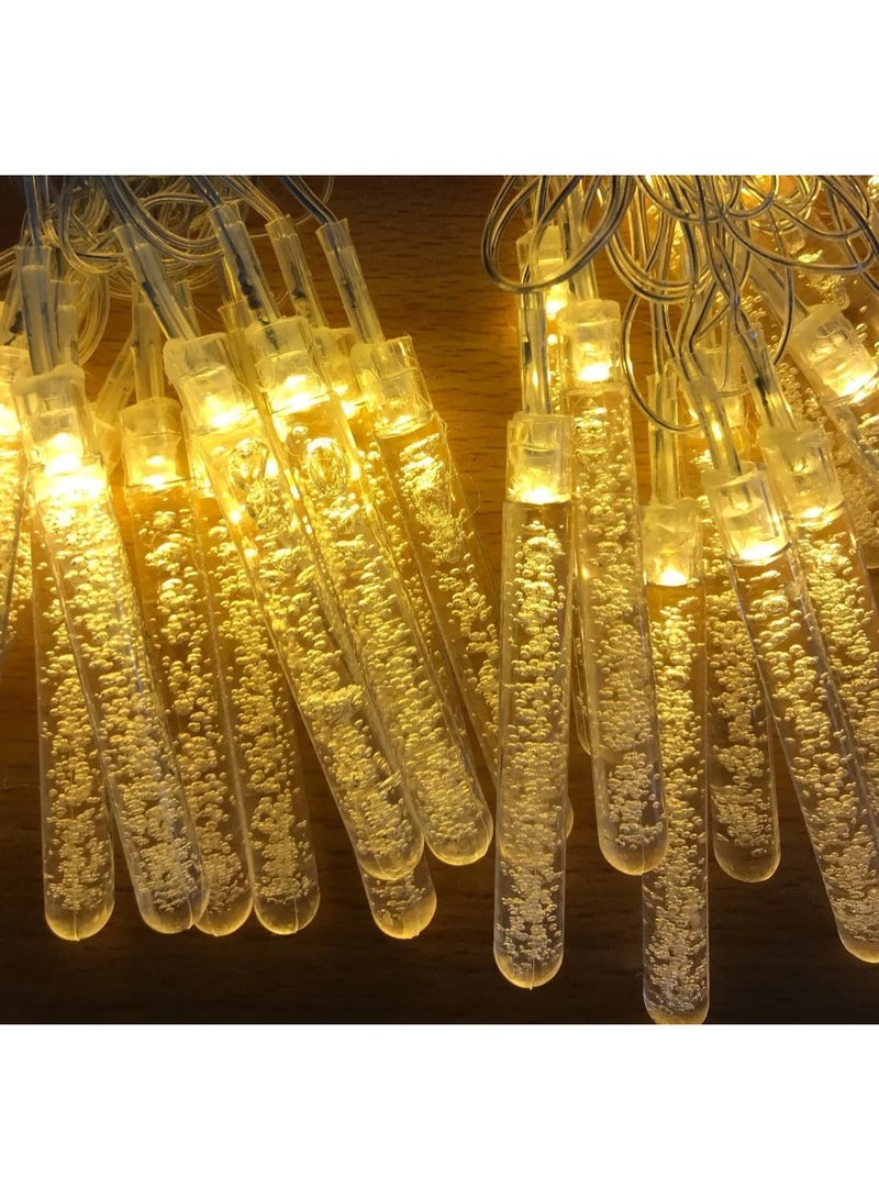 سلسلة أضواء LED على شكل أعمدة فقاعية، 20 أنبوبًا فقاعيًا بإضاءة LED صفراء دافئة، أضواء شمسية خارجية للزينة بطول 3 أمتار، مقاومة للماء بمعيار IP54، إضاءة وامضة أو ثابتة للحديقة والفناء والممر - Image 4