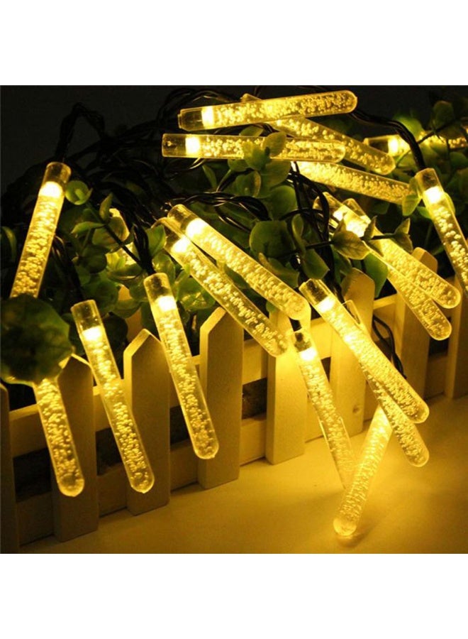 سلسلة أضواء LED على شكل أعمدة فقاعية، 20 أنبوبًا فقاعيًا بإضاءة LED صفراء دافئة، أضواء شمسية خارجية للزينة بطول 3 أمتار، مقاومة للماء بمعيار IP54، إضاءة وامضة أو ثابتة للحديقة والفناء والممر - Image 3