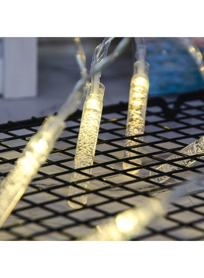 سلسلة أضواء LED على شكل أعمدة فقاعية، 20 أنبوبًا فقاعيًا بإضاءة LED صفراء دافئة، أضواء شمسية خارجية للزينة بطول 3 أمتار، مقاومة للماء بمعيار IP54، إضاءة وامضة أو ثابتة للحديقة والفناء والممر - Image 5