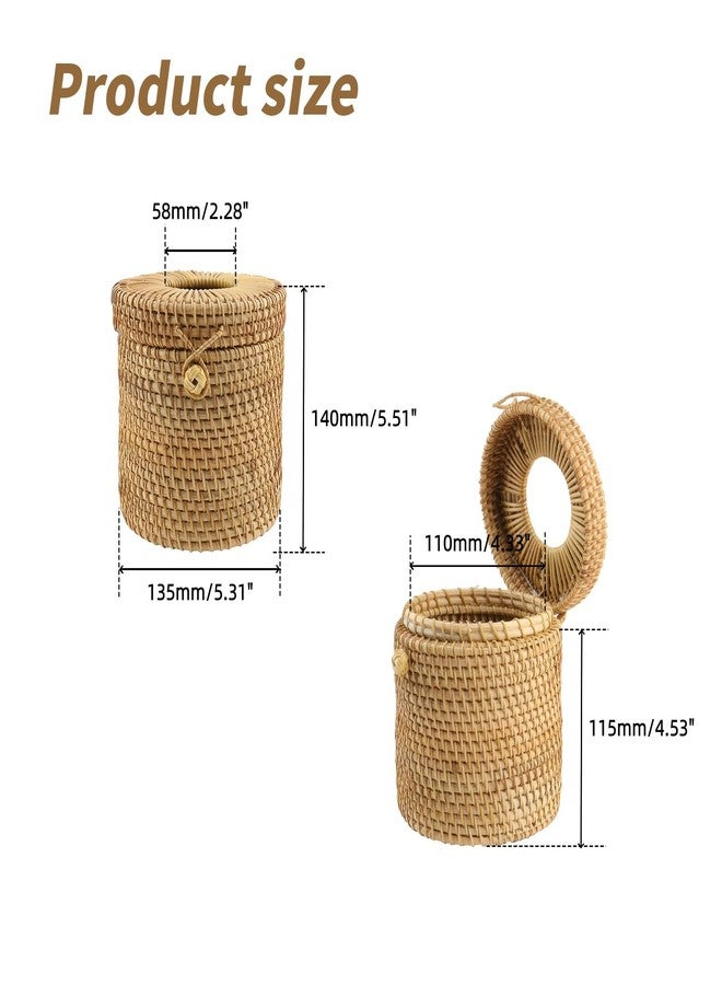 Risbay 1PCS Rattan Round Tissue Box Cover Tissue Box Holder Decorative Woven Facial Tissue Holder - Image 2