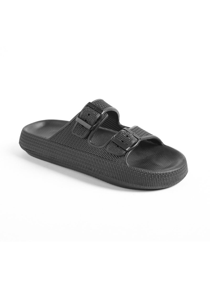 Onda Porto Black double buckle slipper for women - Image 2