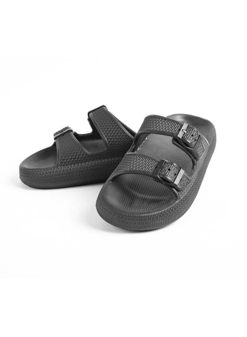 Onda Porto Black double buckle slipper for women - Image 3