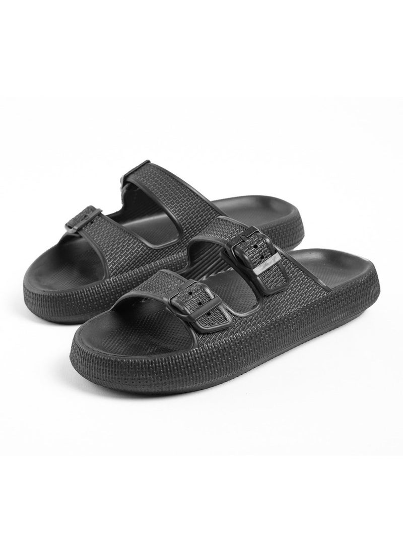 Onda Porto Black double buckle slipper for women - Image 1