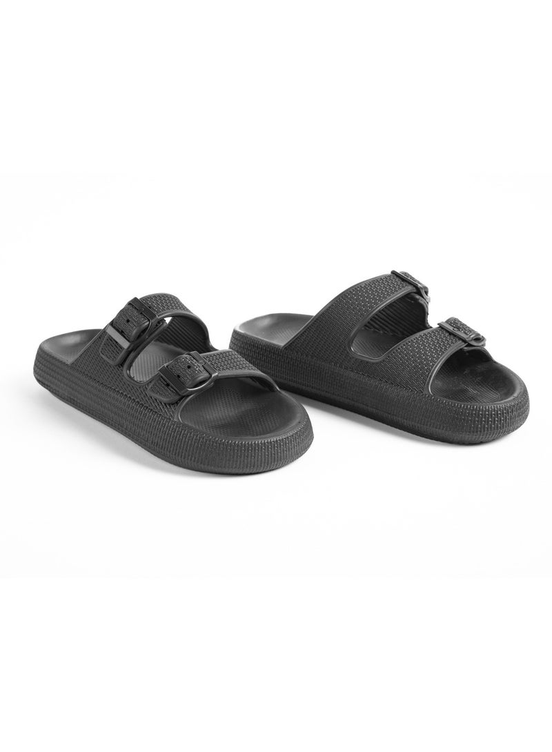 Onda Porto Black double buckle slipper for women - Image 5