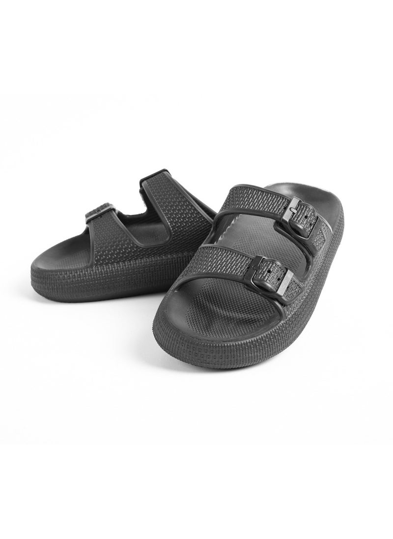 Onda Porto Black double buckle slipper for women  - Image 3