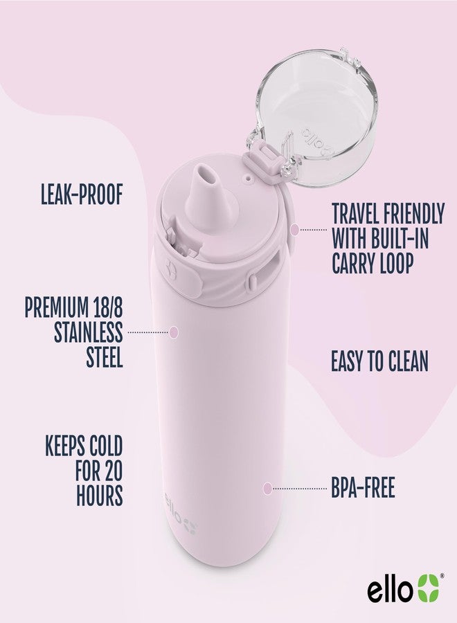 Ello Cooper 40oz Stainless Steel Water Bottle with Straw and Carry Handle, Double Walled and Vacuum Insulated Metal, Leak Proof Locking Lid with Soft Silicone Spout, Reusable, BPA Free, Cashmere Pink - Image 3