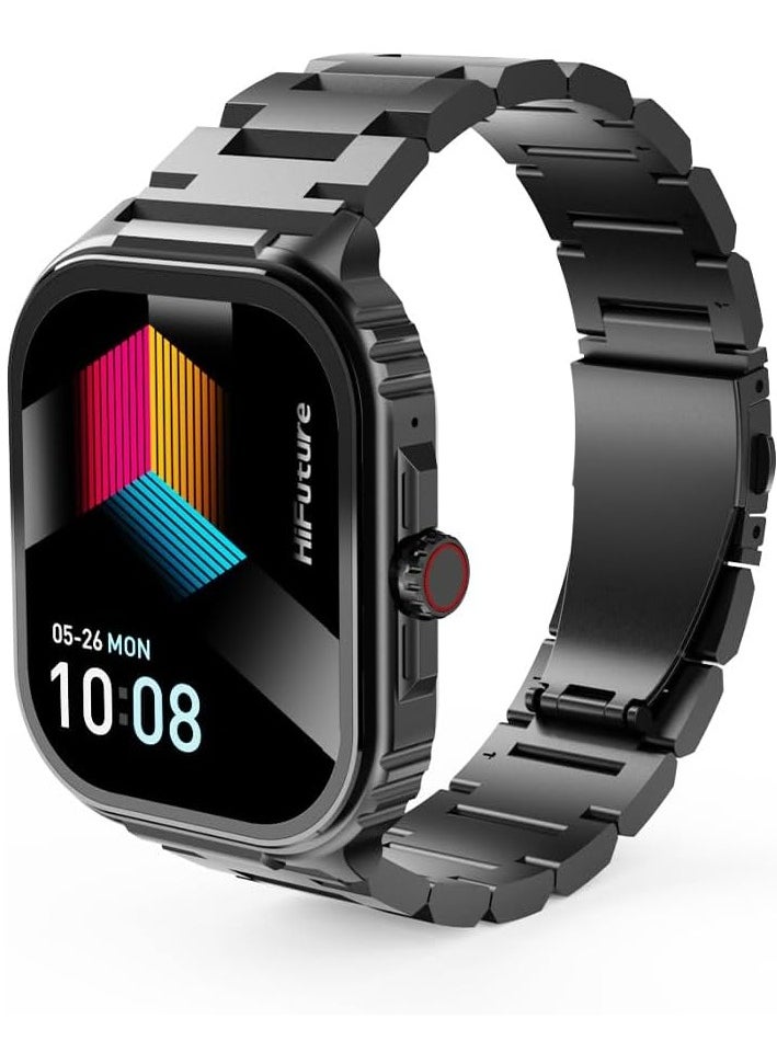 HiFuture Ultra3 PRO Premium Stainless Steel Smart Calling Watch, 2.04 Inch AMOLED Display, Black  - Image 1
