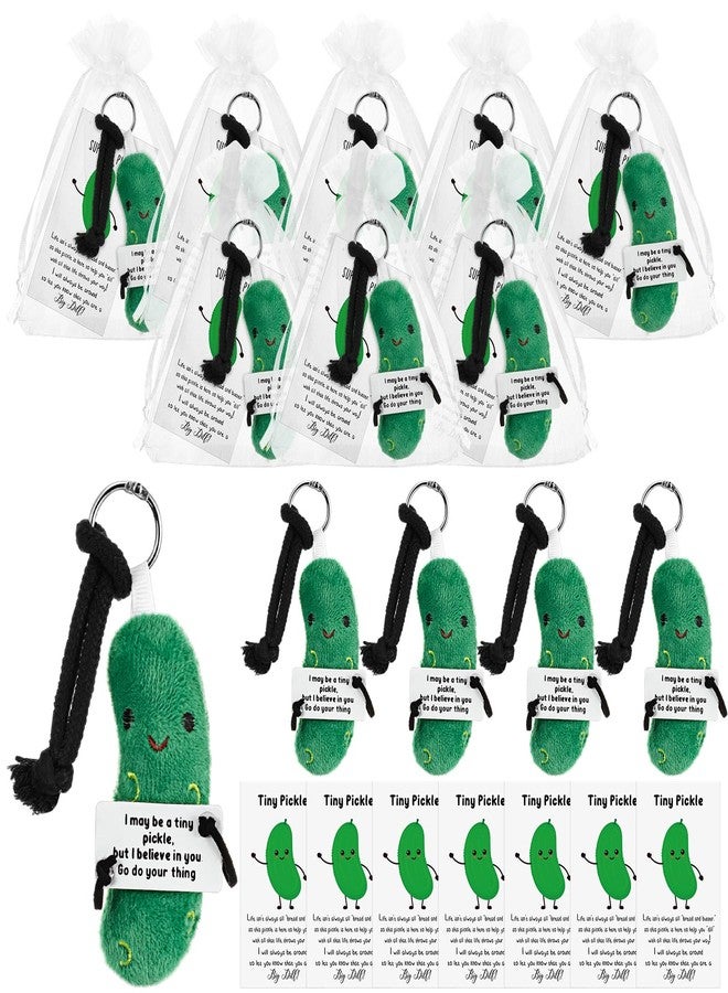 Hotop 10 Pack Positive Inspirational Pickle Keychain Employee Appreciation Gift Plush Pickle Support Funny Card Organza Bag for Staff Coworker Vet Tech Medical Assistant Sterile Processing Week Nurse - Image 1