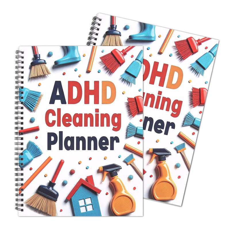 FASBET 2pcs Adhd Cleaning Planner for Adults Women Teens Adhd Cleaning and Organizing Planner Cleaning Schedule and Checklist Notebook List Daily Weekly Monthly for Home Chore Chart Adhd Daily Planner - Image 1
