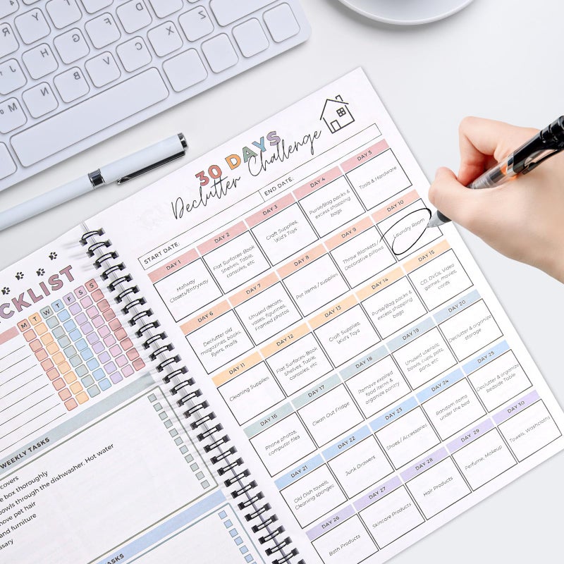 FASBET 2pcs Adhd Cleaning Planner for Adults Women Teens Adhd Cleaning and Organizing Planner Cleaning Schedule and Checklist Notebook List Daily Weekly Monthly for Home Chore Chart Adhd Daily Planner - Image 4