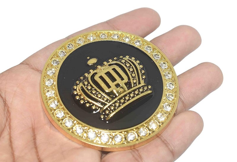VRT King Crown Emblem Sticker for All Cars, Bikes, Metal (Big - 6.5 cm, Gold) - Image 1