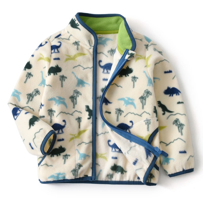 Children'S Fleece Coat Cardigan Fleece-Lined Thickened Windproof Outer Jacket Liner Baby Fleece Top Western Style - Image 1