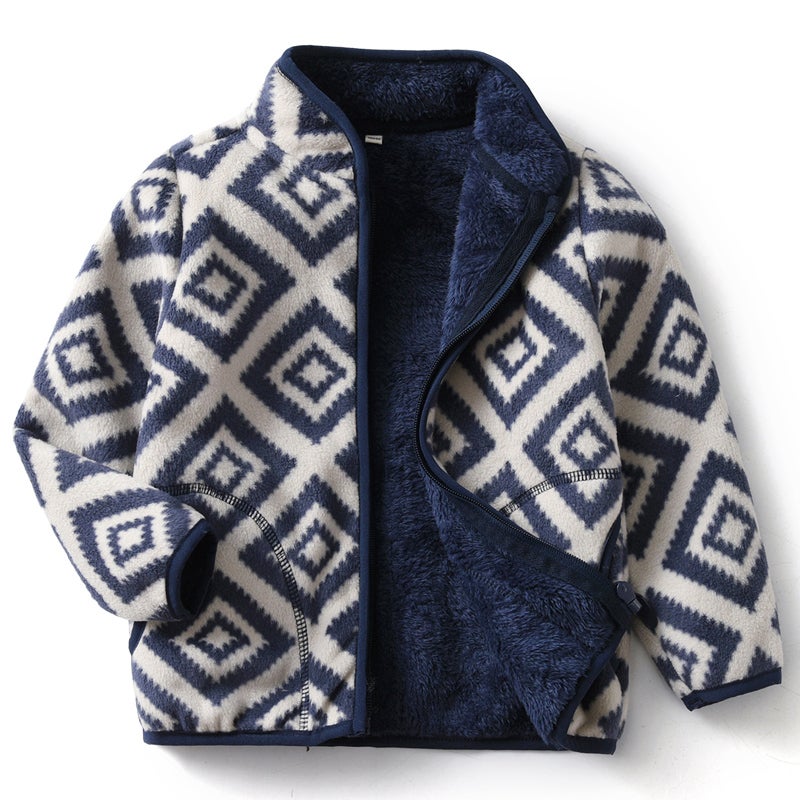 Children'S Fleece Coat Cardigan Fleece-Lined Thickened Windproof Outer Jacket Liner Baby Fleece Top Western Style - Image 2