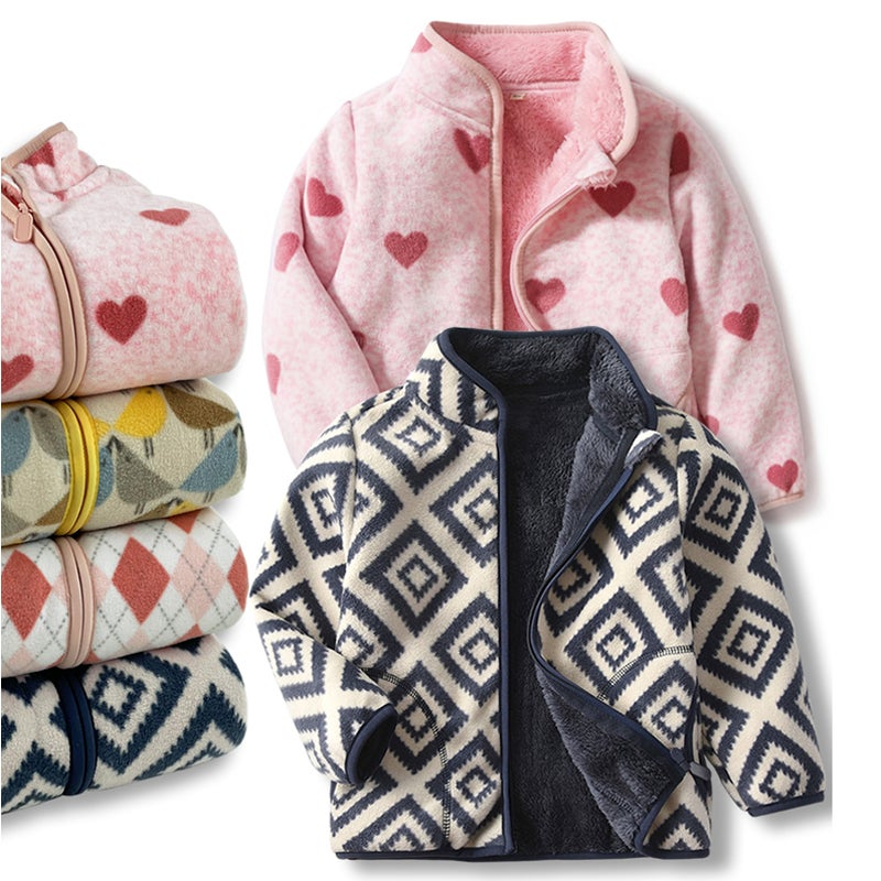 Children'S Fleece Coat Cardigan Fleece-Lined Thickened Windproof Outer Jacket Liner Baby Fleece Top Western Style - Image 3