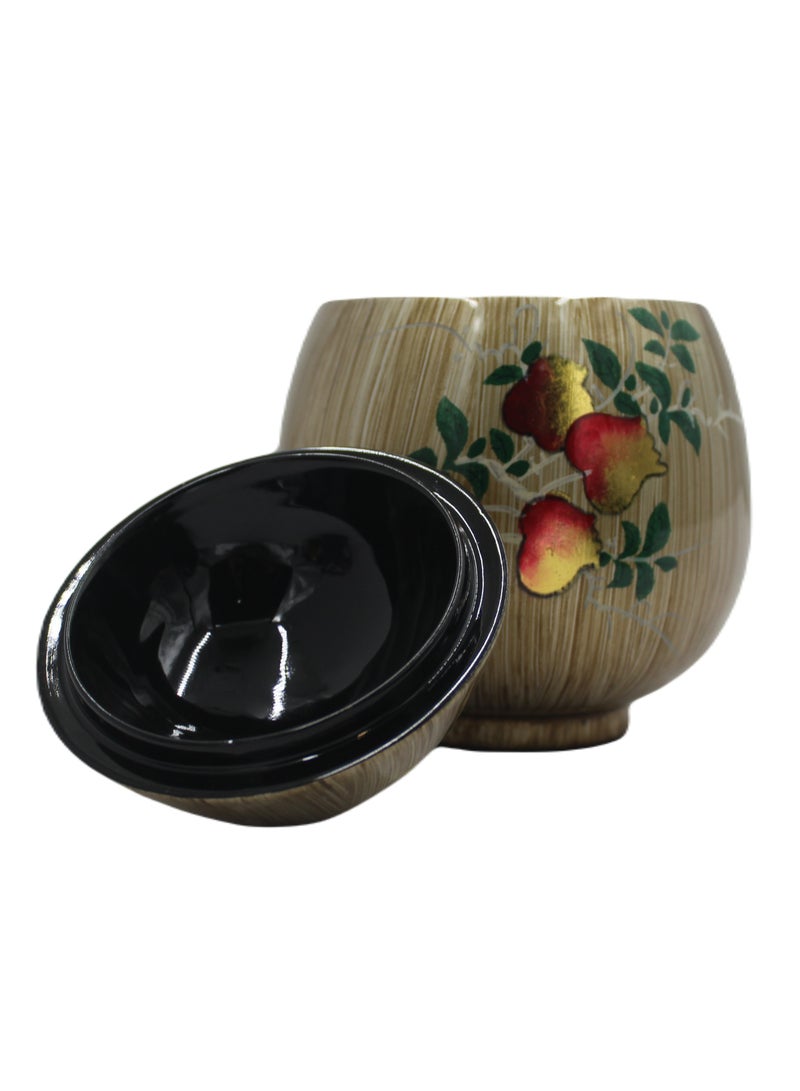 Antique Museum Vietnam Handmade Hand Painted Lacquer Pot  - Image 2