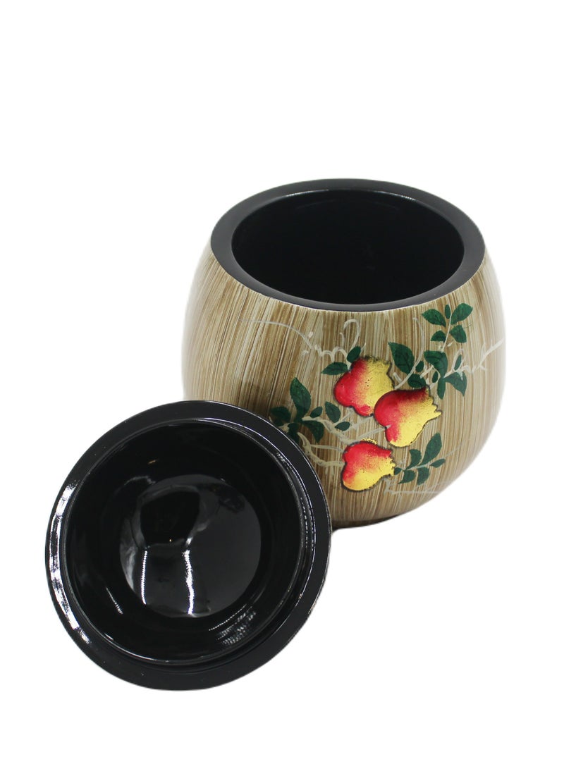 Antique Museum Vietnam Handmade Hand Painted Lacquer Pot  - Image 4