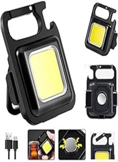 Ivylovme Mini COB Keychain Light, Rechargeable Small LED Flashlight, 800 Lumen, Portable 4 Light Modes Pocket with Folding Bracket Bottle Opener & Magnet Base, Emergency Camping Fishing Walking Work