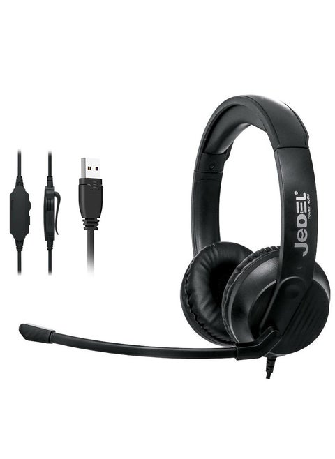 HS-100 USB Headset - Noise Cancelling Microphone - In-Line Volume Control - Mic On/off Switch
