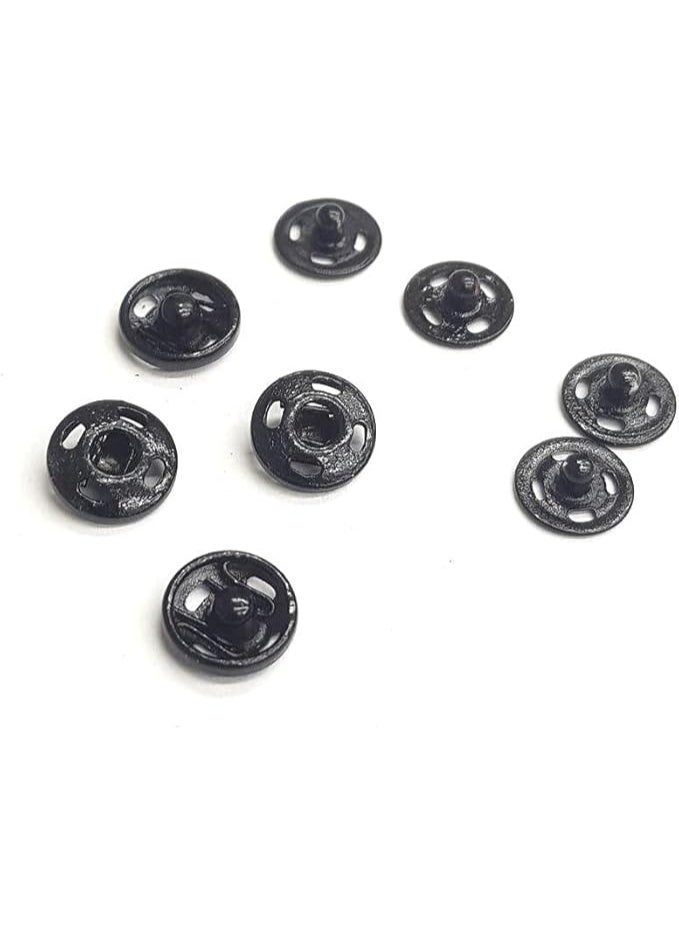 RYN 48 Piece Press Stud Metal Snap Fasteners, Sew-On Buttons, 8.5mm, Black - Image 2