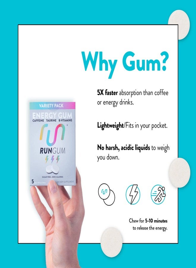 RUN GUM Variety PackEnergy Chewing Gum 50mg Caffeine Taurine & B-Vitamins Per Piece, 24 Pieces (Pack of 12) Sugar Free, Zero Calorie, No Aspartame, and Gluten Free - Image 3