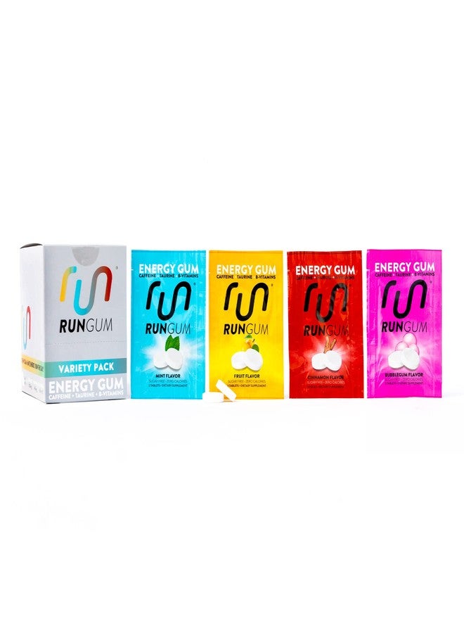 RUN GUM Variety PackEnergy Chewing Gum 50mg Caffeine Taurine & B-Vitamins Per Piece, 24 Pieces (Pack of 12) Sugar Free, Zero Calorie, No Aspartame, and Gluten Free - Image 1