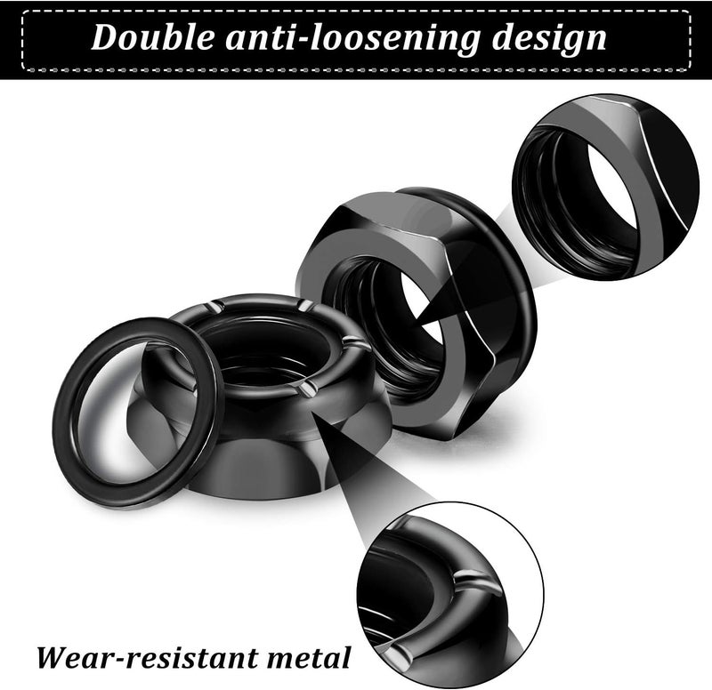 Outus 16 Pieces Skateboard Truck Nuts and 16 Pieces Skateboard Truck Axle Washers for Longboards and Hardware Kit (Black) - Image 4