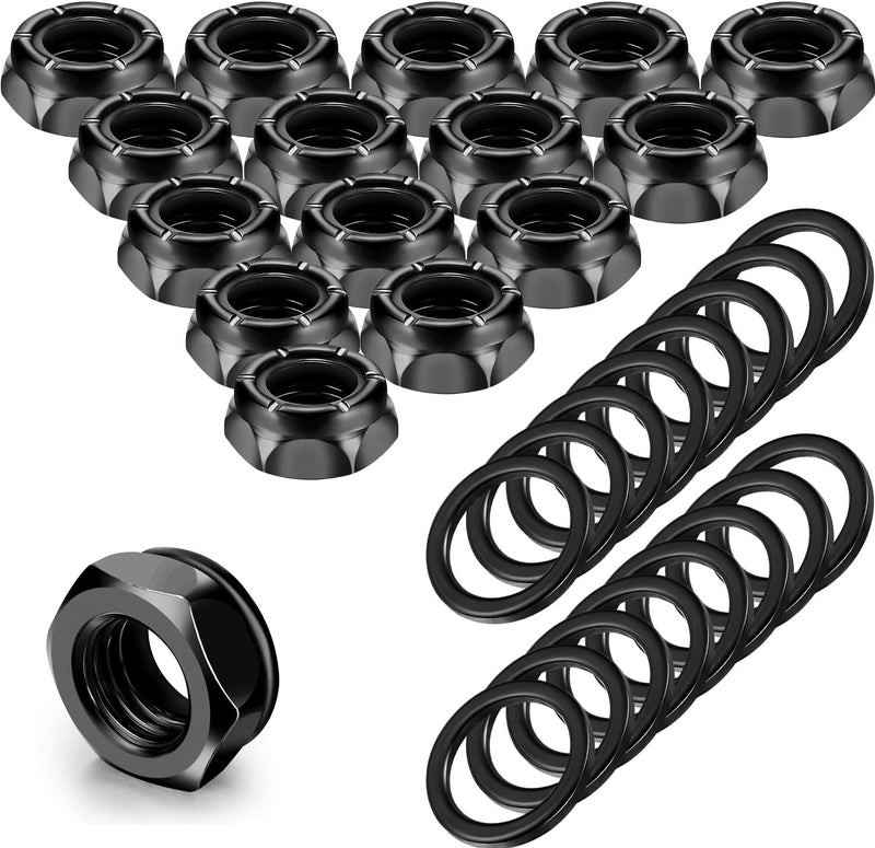 Outus 16 Pieces Skateboard Truck Nuts and 16 Pieces Skateboard Truck Axle Washers for Longboards and Hardware Kit (Black) - Image 1