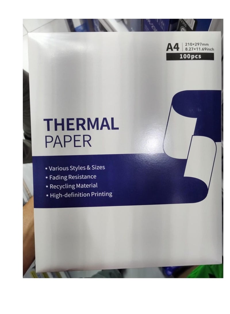 Terabyte ورق حراري A4، 210 × 297 مم، ورق حراري أسود قابل للطي لطابعة حرارية محمولة A4، متوافق مع الطابعات الحرارية المحمولة، حجم 8.27"×11.69"، متوافق مع M08F-Letter M832 M833 M834 M835 HRPT MT800 ورق حراري - Image 1