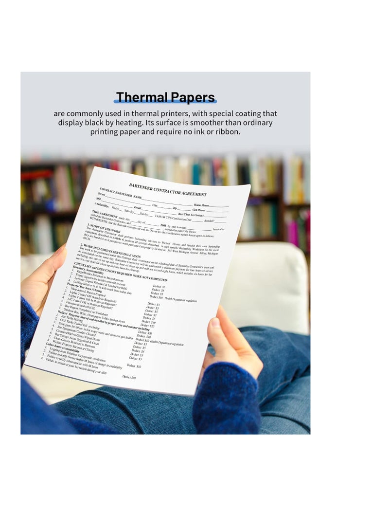 Terabyte ورق حراري A4، 210 × 297 مم، ورق حراري أسود قابل للطي لطابعة حرارية محمولة A4، متوافق مع الطابعات الحرارية المحمولة، حجم 8.27"×11.69"، متوافق مع M08F-Letter M832 M833 M834 M835 HRPT MT800 ورق حراري - Image 2