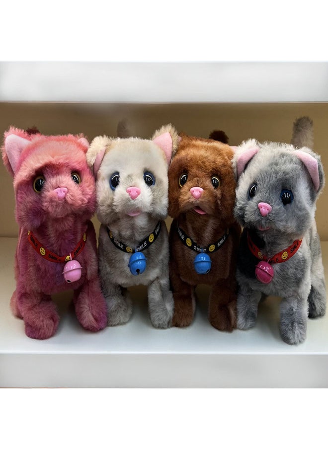 Electric Simulation Plush Cat Doll Children's Toys Stall Electronic Pet Cat Educational Toys-Color:Brown Smudged Cat  - Image 3